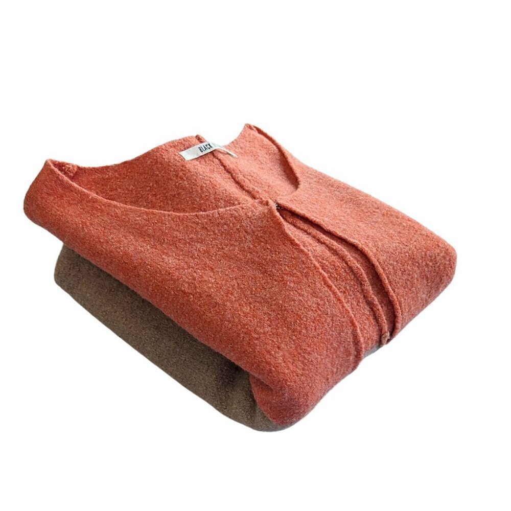 BLACK by MOUSSY Orange Tan100% Wool Colorblock Long Sleeve Cardigan Size M - Picture 6 of 6